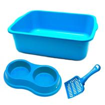 Kit Higiênico Para Gatos Comedouro e Bebedouro + Bandeja + Pá Higiênica