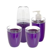 kit higiênico para lavabo 4 peças, porta escovas, sabonete líquido cotonetes e algodão