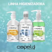 Kit Higienização / Assepssia Completa com 03 Itens ( Alcool Gel + Alcool Creme + Sabonete ) - Capely Cosméticos