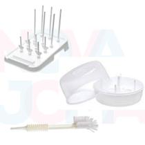 kit higienização escorredor, escova de lava mamadeira e esterilizador - kuka