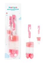 Kit higienizador de mamadeiras pimpolho com esponja rosa
