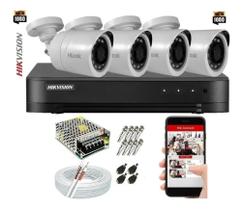 Kit Hikvision 4 Cameras Full Hd 2.8mm Dvr 4ch Turbohd s/hd com Acessorios
