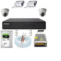 Kit Hikvision 4 Cameras Hd Completo Cftv Com Acesso Remoto