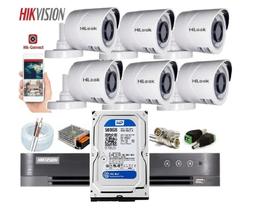 Kit Hikvision 6 Cam Ir 20m 1mp Dvr 8 Canais C/Hd 500Gb
