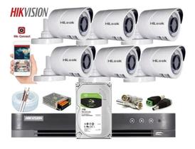 Kit Hikvision 6 Cam Ir 20m Full Hd 1080p 2mp Dvr 8 Canais C/ Hd 1 Tb