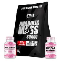 Kit Hipercalórico Anabolic Mass 30000, 3 kg + Colágeno Hidrolisado 60 caps + Bcaa Feminy 60 cáps