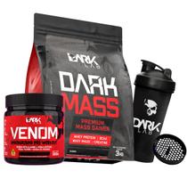 Kit Hipercalórico Dark Mass 3kg + Pré Treino Venom 300g + Coqueteleira 700ml Dark Lab