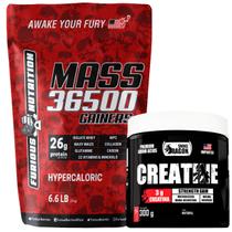 Kit Hipercalórico Mass Gainers 36500 + Creatina, pote 300g Snake Dragon