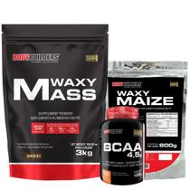 Kit Hipercalórico - Waxy Mass 3kg (Refil) + Waxy Maize 800g Natural + Bcaa 4,5 100g - Bodybuilders