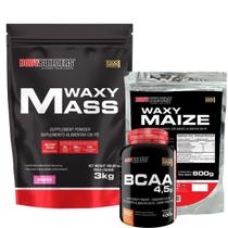 Kit Hipercalórico - Waxy Mass 3kg (Refil) + Waxy Maize 800g Natural + Bcaa 4,5 100g - Bodybuilders