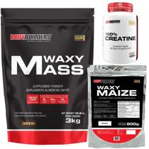 Kit Hipercalórico Waxy Mass 3kg + Waxy Maize 800g Natural + Creatina 100% 100g - Bodybuilders Kit Hipercalórico Waxy Mass 3kg + Waxy Maize 800g Natural + Creatina 100% 100g - Bodybuilders