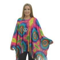 Kit Hippie Joblin Colorido com Poncho e Colar da Paz