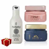 Kit Hobety Cronograma 3 Produto Rose Ouro Shampoo Hidratante