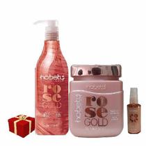 Kit Hobety Rose Gold Shampoo 750Ml Mascara 750Gr Serum 60Ml