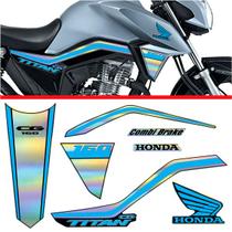 Kit Holográfico para Moto Honda CG Titan 160 anos 2018 a 2020 Azul