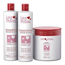 Kit home care repair - shampoo + máscara + condicionador 500ml love potion
