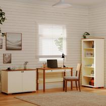 Kit Home Office 1 Mesa 120cm 2 Gavetas 1 Estante 1 Armário 2 Portas Ananda CabeCasa MadeiraMadeira Off White/Mel Kit Home Office 1 Mesa 120cm 2 Gavetas 1 Estante 1 Armário 2 Portas Ananda CabeCasa MadeiraMadeira Off White/Mel