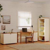 Kit Home Office 1 Mesa 150cm 3 Gavetas 1 Estante 1 Armário 2 Portas Ananda CabeCasa MadeiraMadeira Off White/Mel Kit Home Office 1 Mesa 150cm 3 Gavetas 1 Estante 1 Armário 2 Portas Ananda CabeCasa MadeiraMadeira Off White/Mel