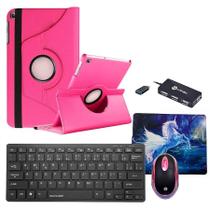 Kit Home Office Capa Giratória Rosa Compativel Tablet Samsung Galaxy Tab S6 Lite 10.4" 2024 e 2022 e 2020 kit Teclado