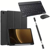 Kit Home Office Capa Smart Case compatível com Galaxy Tab S10 Fe S9 Fe S9 11 Pol Cor Preto Caneta e Teclado Preto