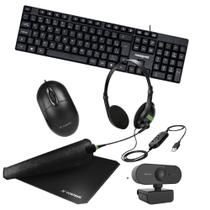 Kit Home Office Completo Teclado Mouse Headset Webcam Mousepad