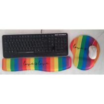 Kit Home Office - Mouse Pad e Apoio Teclado Ergonômico - LGBT ARCO-ÍRIS