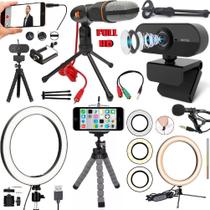 Kit Home Office Webcam Full Hd 1080 Microfone Condensador Luz Iluminador Gravar Vídeo Aula Reunião Hangouts Zoom Stream - LEFFA SHOP Kit Home Office Webcam Full Hd 1080 Microfone Condensador Luz Iluminador Gravar Vídeo Aula Reunião Hangouts Zoom Stream - LEFFA SHOP