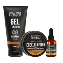Kit Homem 1 Gel 150g 1 Pomada 65g 1 Óleo 40ml Bio Extratus