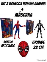 Kit Homem Aranha com 2 Bonecos + Máscara Heróis Marvel Presente Infantil
