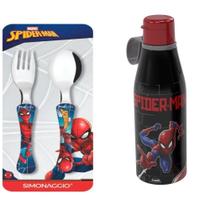 Kit Homem Aranha - Faqueiro com 2 peças e Garrafa Retrô