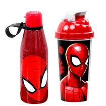 Kit Homem Aranha Garrafa Hidratação + Copo Shake Academia Esportes