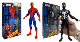 Kit Homem Aranha Preto + Spider Vermelho Articulado Licenciado 22cm