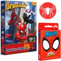 Kit Homem Aranha Quebra Cabeça 200 Pçs Jogo de Cartas Eu Vi Kit Homem Aranha Quebra Cabeça 200 Pçs Jogo de Cartas Eu Vi