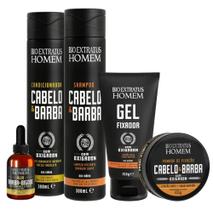 Kit homem cabelo e barba Bio Extratus completo Shampoo Cond. Gel Pomada Óleo