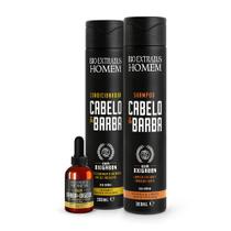 Kit Homem Cabelo e Barba Shampoo Condicionador e Óleo Bio Extratus