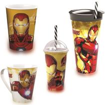 Kit Homem de Ferro - 3 Copos diferentes e caneca - Marvel Kit Homem de Ferro - 3 Copos diferentes e caneca - Marvel