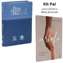KIT HOMEM PAI A BÍBLIA ESTUDO do PREGADOR Almeida Revista Corrigida Media Azul E LIVRO CARINHO
