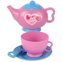 Kit Hora do Chá Bule + Xícara + Pires + Colher Kids Brinquedo Infantil Zucatoys
