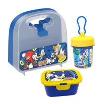 Kit Hora Do Lanche Maleta + Pote Porta Lanche E Copo Sonic Hello Kitty Squeeze Unicornio Astronauta - Kit Hora Do Lanche Maleta + Pote Porta Lanche E Copo Sonic Hello Kitty Squeeze Unicornio Astronauta -