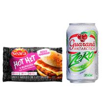 Kit Hot Hit Seara X-Burguer Barbecue 145g e Refrigerante Guaraná Antarctica Zero Lata 350ml