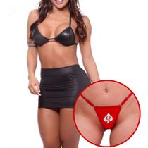 Kit Hotwife Top Mini Saia Cirrê Gargantilha Choker e Calcinha Dama Hotwife Estilo Ousado e Atrevido