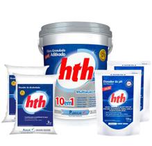 Kit HTH Elevador de Alcalinidade 4kg Barrilha 3kg Cloro 10 Em 1 10kg Para Piscinas