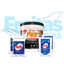 Kit HTH Elevador de Alcalinidade 4kg Barrilha 3kg Cloro PACE Combate 10kg Para Piscinas