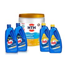 Kit hth multiação estabilizado + 2 maxfloc + 2 solução agua verde para tratamento Kit hth multiação estabilizado + 2 maxfloc + 2 solução agua verde para tratamento