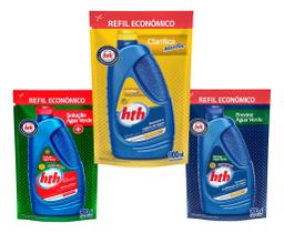 Kit Hth Piscina Clarificante Algicida Manutenção Choque Refi Kit Hth Piscina Clarificante Algicida Manutenção Choque Refi