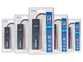 Kit Hub Extensor USB 3.0 Compatível Pc e Notebook Entrada de Rede Externa Gigabit 5 Peças