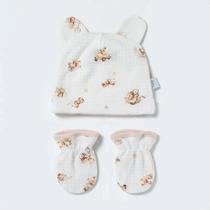 Kit Hug Touca E Luva New Baby Rosa Pêssego