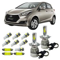 Kit Hyundai HB20 Lâmpada Super Led H4 Farol Alto Baixo Leds Placa Ré Teto Farolete