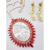 Kit iansã - madreperola de iansã naveti vermelha + brincos espada de iansã