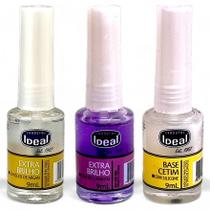 Kit Ideal Base Cetim Extra Brilho Secagem Rapida Argan (Kit c/ 3 Unidades)